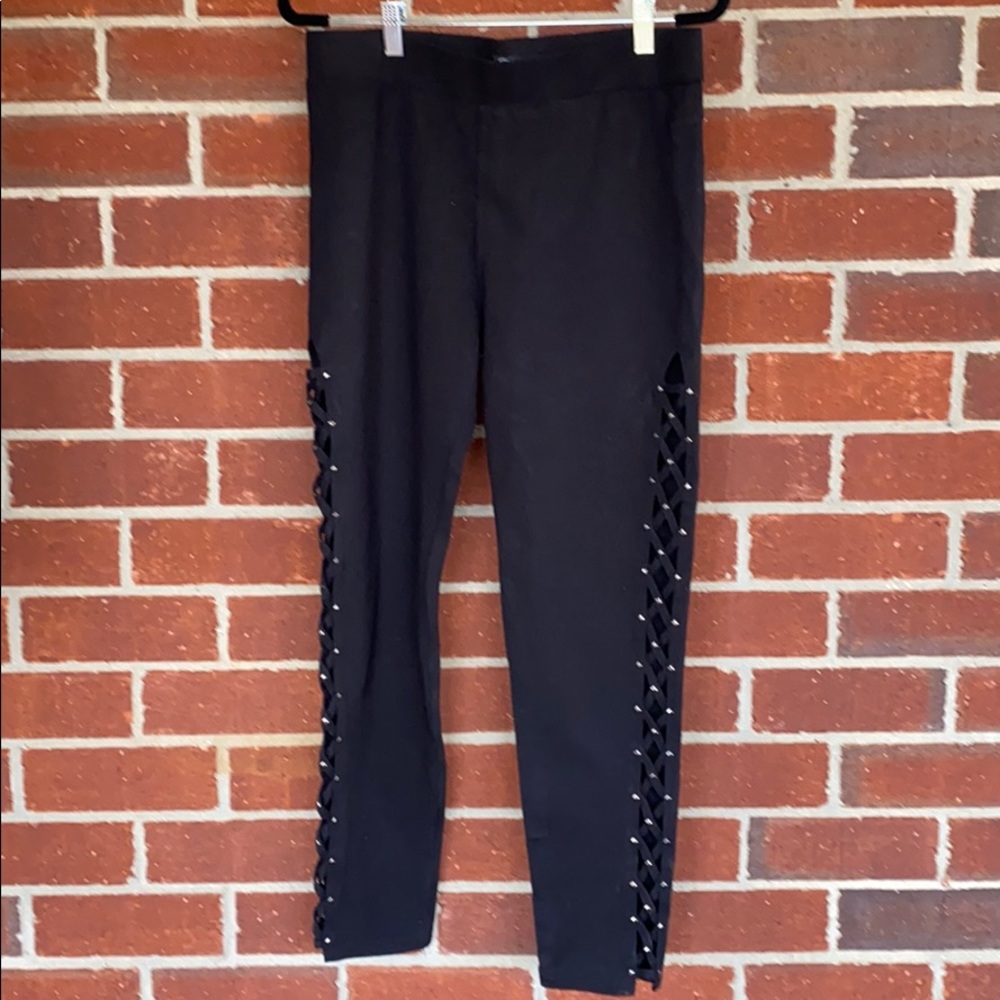 Black Leggings with cross-cross open sides